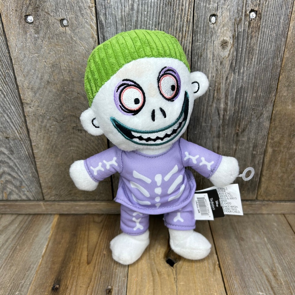 Disney Nightmare Before Christmas Barrel Plush 8 Inch Skeleton Suit Green